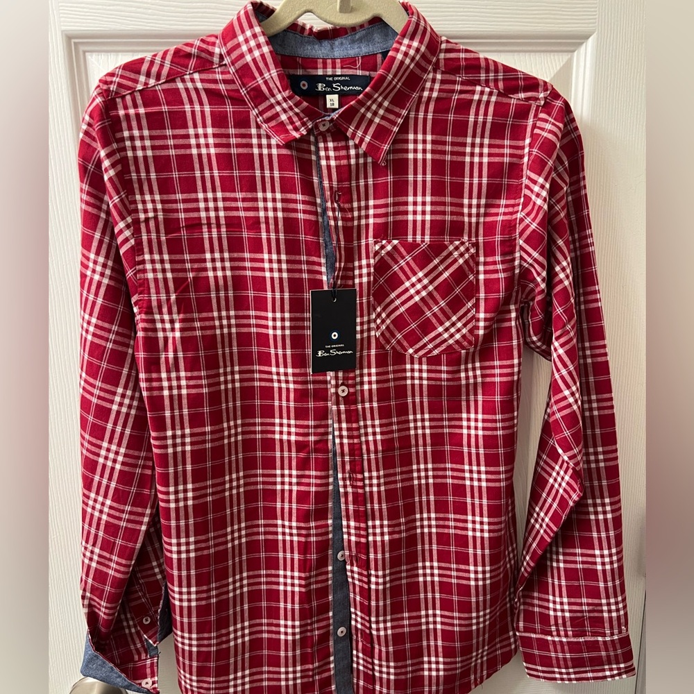 Ben Sherman Red and White Checkered Shirt - Boys 16